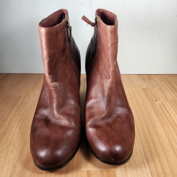 Cole Haan Nike Air Collab Boots Women's 9 Brown Leather Stacked Heel Side Zipper - Picture 14 of 14